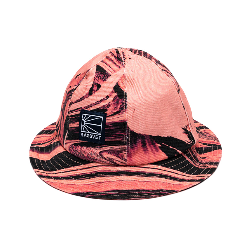 Flower Print Denim Bucket Hat - Pink