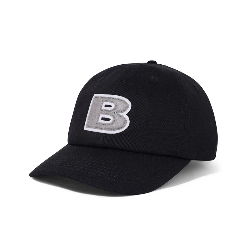 B Logo 6 Panel Cap - Black